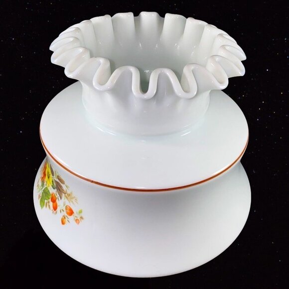 Vintage Quoizel Abigail Adams Lamp Shade Ruffled Top Milk Glass 8”T 7”W Flower - Picture 7 of 10